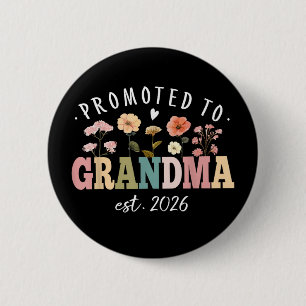 Benoemd tot oma 2026 Bloemige toekomstige oma Ronde Button 5,7 Cm