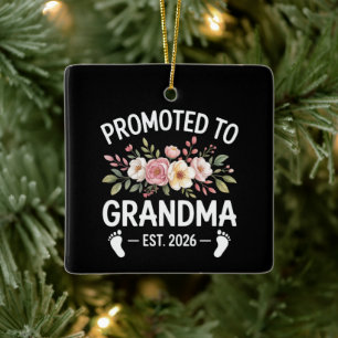 Benoemd tot oma 2026 Eerste keer Nana bloem Keramisch Ornament