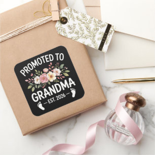 Benoemd tot oma 2026 Eerste keer nana bloem Vierkante Sticker