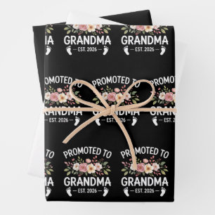 Benoemd tot oma 2026 Eerste keer Nana Bloemstuk  Inpakpapier Vel