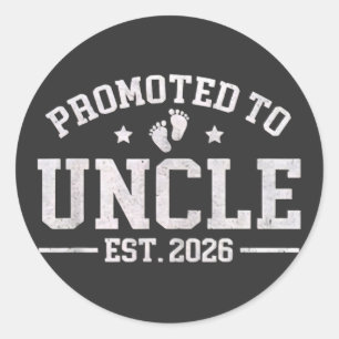 Benoemd tot Oom geschat 2026 Baby Aankondiging voo Ronde Sticker