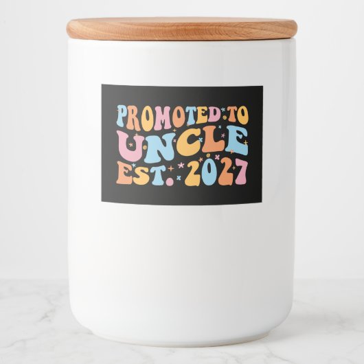 Benoemd tot oom Geschat 2027 Nieuwe oom Voedselcontainer Etiket (Voorkant)