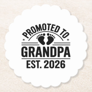 Benoemd tot opa, Geschat 2026, Grappige nieuwe opa Kartonnen Onderzetters