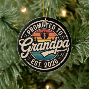 Benoemd tot opa vanaf 2026 Zwangerschap Retro Keramisch Ornament