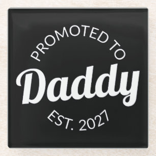 Benoemd tot papa vanaf 2027 Nieuwe papa baby showe Glazen Onderzetter