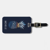 Benoemd Tropical Pineapple met bewerkbare achtergr Bagagelabel (Voorkant horizontaal)