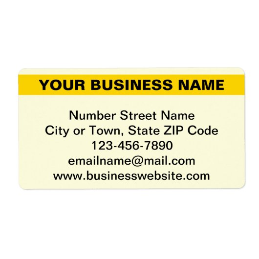 Benoemde bedrijfsnaam op gele verzendlabel (Voorkant)