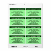 Benoemde bedrijfsnaam op lichtgroene verzending etiket (Full Sheet)