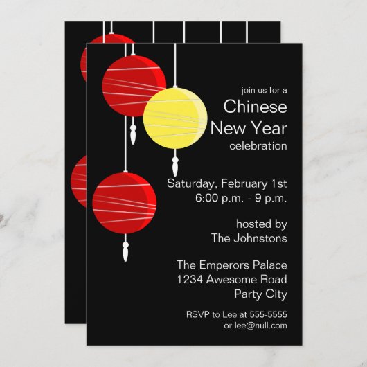 Benoemde Chinese lampions Kaart (Voorkant / Achterkant)