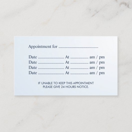 Benoeming als tandarts Modern Blue Dentist Afsprakenkaartje (Achterkant)