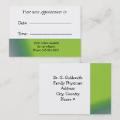 Benoeming artsen afsprakenkaartje (Voorkant / Achterkant)