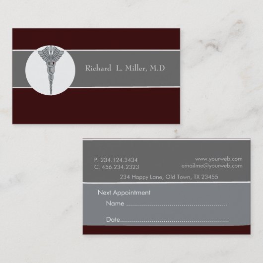 Benoeming Artsen Iconographic Medical Doctor Afsprakenkaartje (Voorkant / Achterkant)