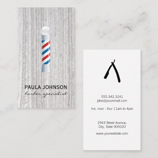 Benoeming Barber Pole Visitekaartje (Voorkant / Achterkant)