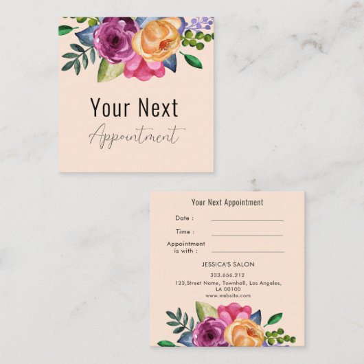 Benoeming Beige Bloemensalon Dermatoloog Afsprakenkaartje (Voorkant / Achterkant)