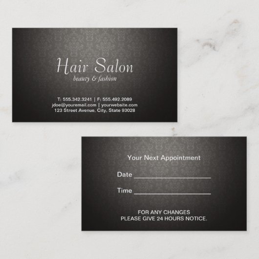 Benoeming Damask Vignette Afsprakenkaartje (Voorkant / Achterkant)