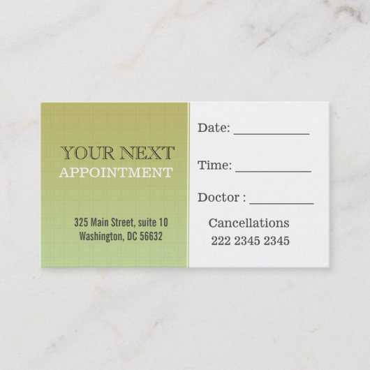 Benoeming | Donkere khaki Minimale speldenpatroon Afsprakenkaartje (Voorkant)