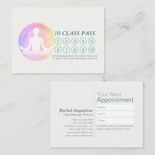 Benoeming door Yoga Meditation Instructor Class Pa Klantenkaartje (Voorkant / Achterkant)