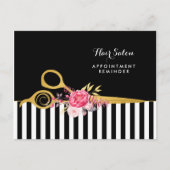 Benoeming Faux Gold Scissors Pink Floral Salon Briefkaart (Voorkant)