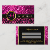Benoeming Haarstylist Hot Pink Gold Glitter Afsprakenkaartje (Voorkant / Achterkant)