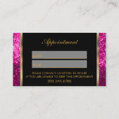 Benoeming Haarstylist Hot Pink Gold Glitter Afsprakenkaartje (Achterkant)