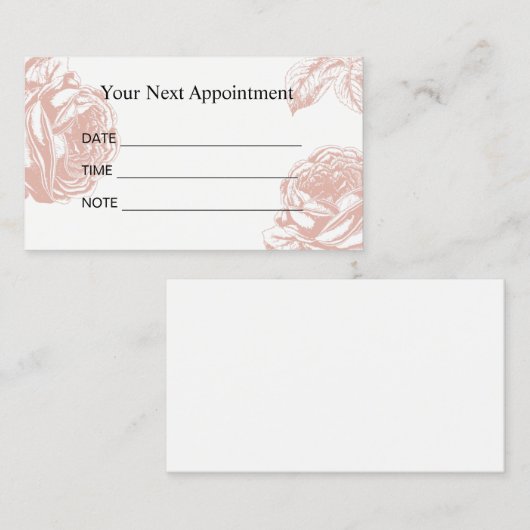 Benoeming Herinneringsherinnering Roos Floral Sal Afsprakenkaartje (Voorkant / Achterkant)