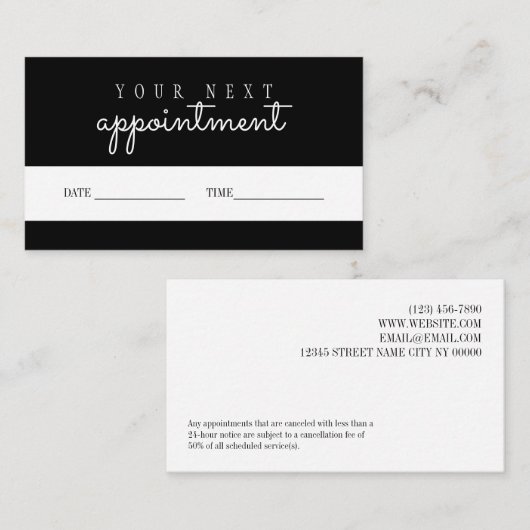 Benoeming herinneringskaart Uw volgende bezoek Visitekaartje (Voorkant / Achterkant)