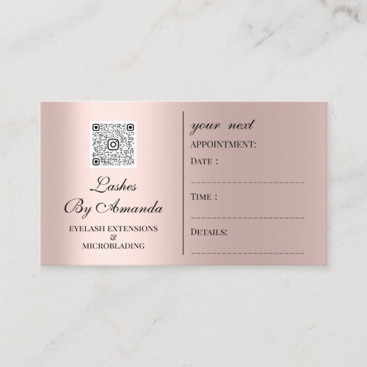 Benoeming Makeup Hair Logo Nails Roos QR Afsprakenkaartje (Voorkant)