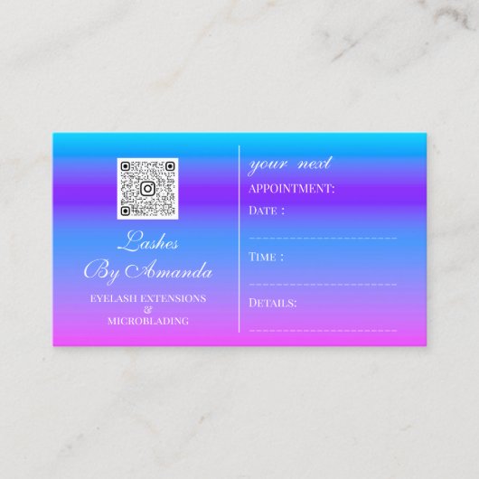 Benoeming Makeup Hair Logo Nails roze QR Afsprakenkaartje (Voorkant)