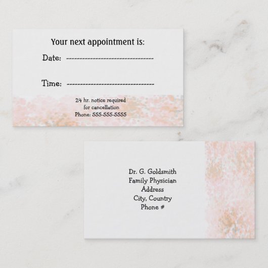 Benoeming marmer Peach specialist Afsprakenkaartje (Voorkant / Achterkant)