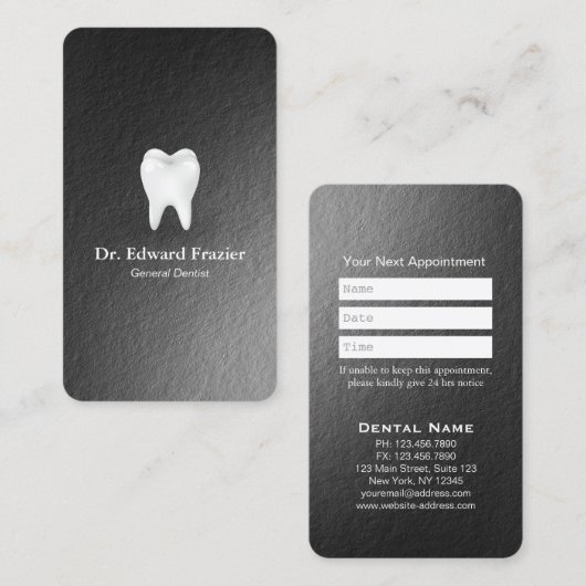 Benoeming moderne zwarte witte tandheelkundige tan afsprakenkaartje (Voorkant / Achterkant)
