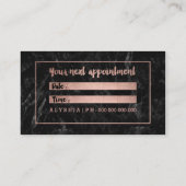 Benoeming roos gouden typografie zwarte marmer afsprakenkaartje (Achterkant)