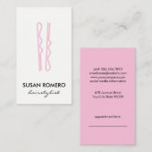 Benoeming roze haarspelden afsprakenkaartje (Voorkant / Achterkant)