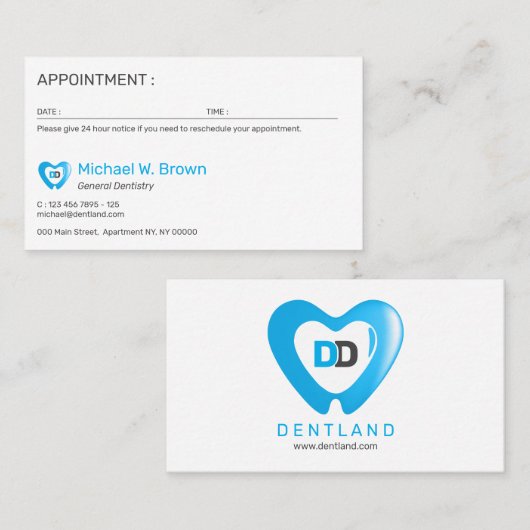 Benoeming tandheelkunde afsprakenkaartje (Voorkant / Achterkant)