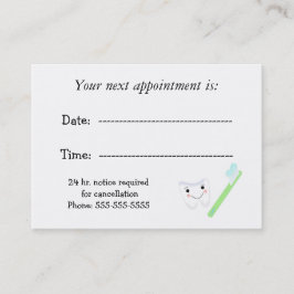 Benoeming tandheelkunde afsprakenkaartje