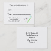 Benoeming tandheelkunde afsprakenkaartje (Voorkant / Achterkant)