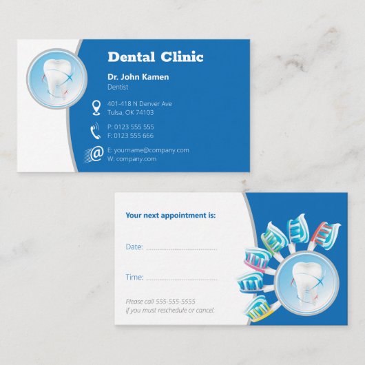 Benoeming tandheelkunde | Professionele tandheelku Afsprakenkaartje (Voorkant / Achterkant)