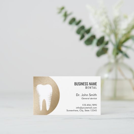 Benoeming tandheelkundig kantoor Modern Gold Denti Afsprakenkaartje (Staand voorkant)