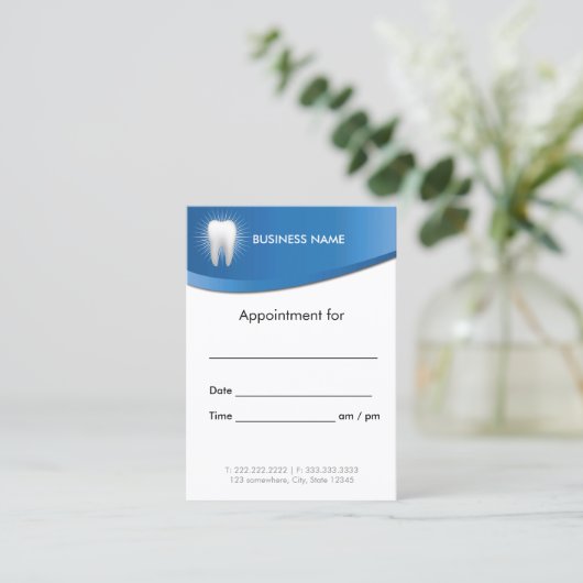 Benoeming tandheelkundige blauwe tandheelkundige afsprakenkaartje (Staand voorkant)