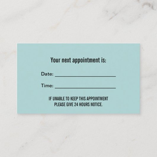 Benoeming tandheelkundige Mint Blue Dentist Afsprakenkaartje (Achterkant)
