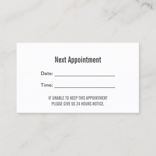 Benoeming tandheelkundige schoonmaakdienst Tanden- Afsprakenkaartje (Achterkant)