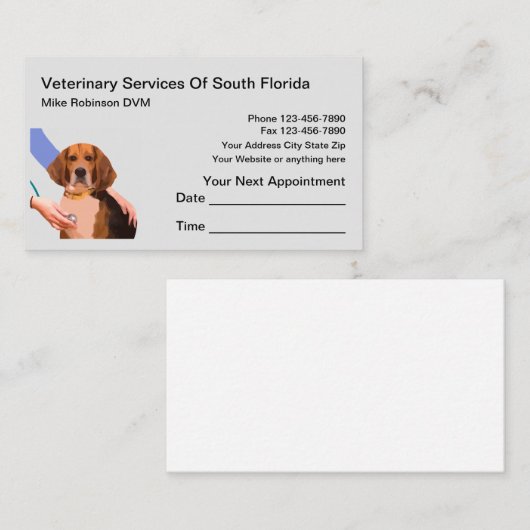 Benoeming van de huisdierendierenarts en Visitekaa Visitekaartje (Voorkant / Achterkant)