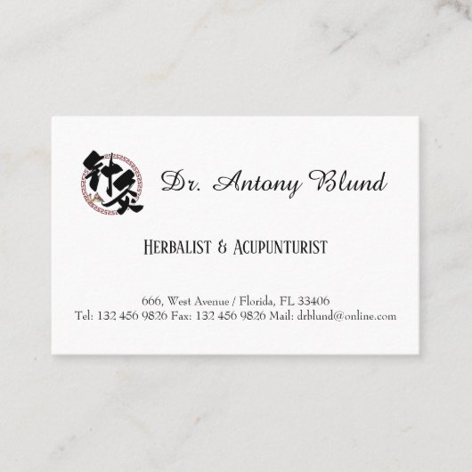 Benoeming van Dr. Herbalist & Acupuncturist Visitekaartje (Voorkant)