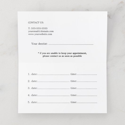 Benoeming van Elegant Minimalist Green White Denti Afsprakenkaart (Binnenkant ongevouwen)