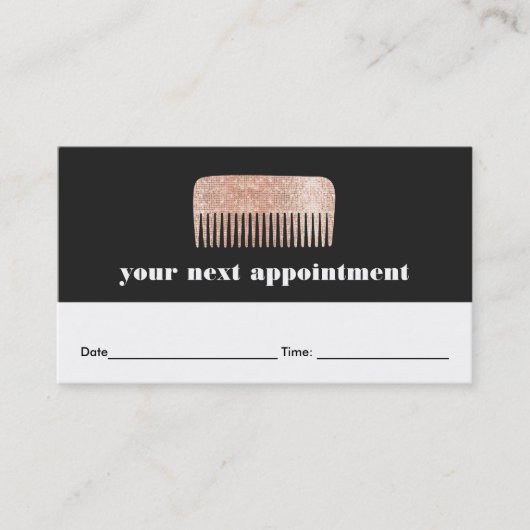 Benoeming van Faux Copper Sequin Comb Hair Salon Afsprakenkaartje (Voorkant)