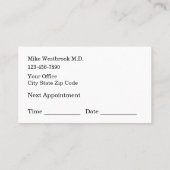 Benoeming van gezins- en medische praktijk visitekaartje (Achterkant)