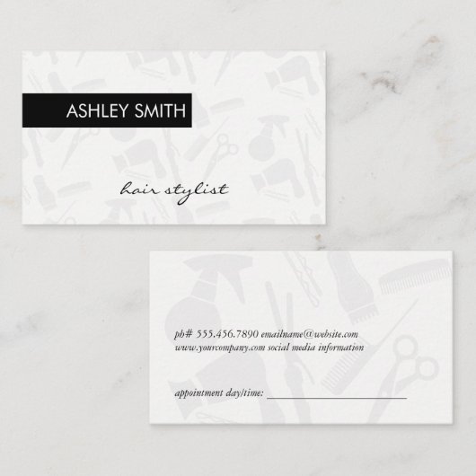 Benoeming van haarstylist-tools afsprakenkaartje (Voorkant / Achterkant)