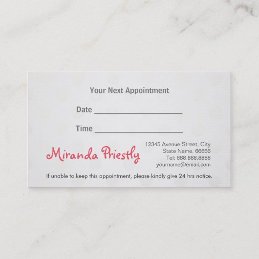 Benoeming van huisdieren voor zwemmen en wegwerppe afsprakenkaartje (Achterkant)