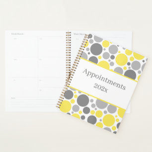 Benoeming van moderne grijze en gele bubbels planner
