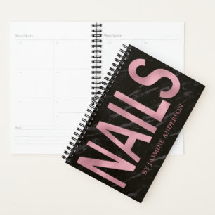 Benoeming van roos Gold- en zwarte marmeringboeken Planner