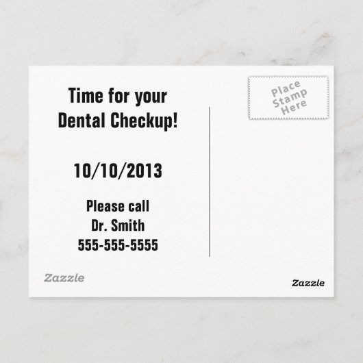 Benoeming van zakelijke benodigdheden — tandheelku briefkaart (Achterkant)